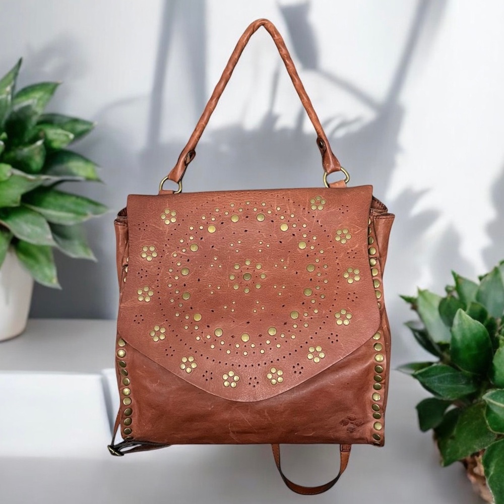 Patricia Nash Tan Backpack with Gold Details
